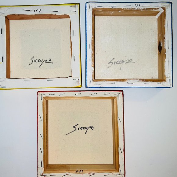 3PC SEALIFE/BEACH HANDFRAMED PAINTED CANVASES BY ARTIST SICCURO NO DATE 3 COLORS - Picture 2 of 5